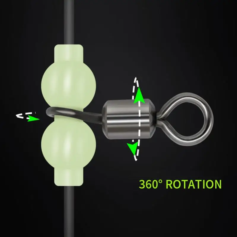Luminous Cross-Line Fluorescent Beads With Swivel 3 Way Fishing Connector Rolling Swivels For Carp Accessories