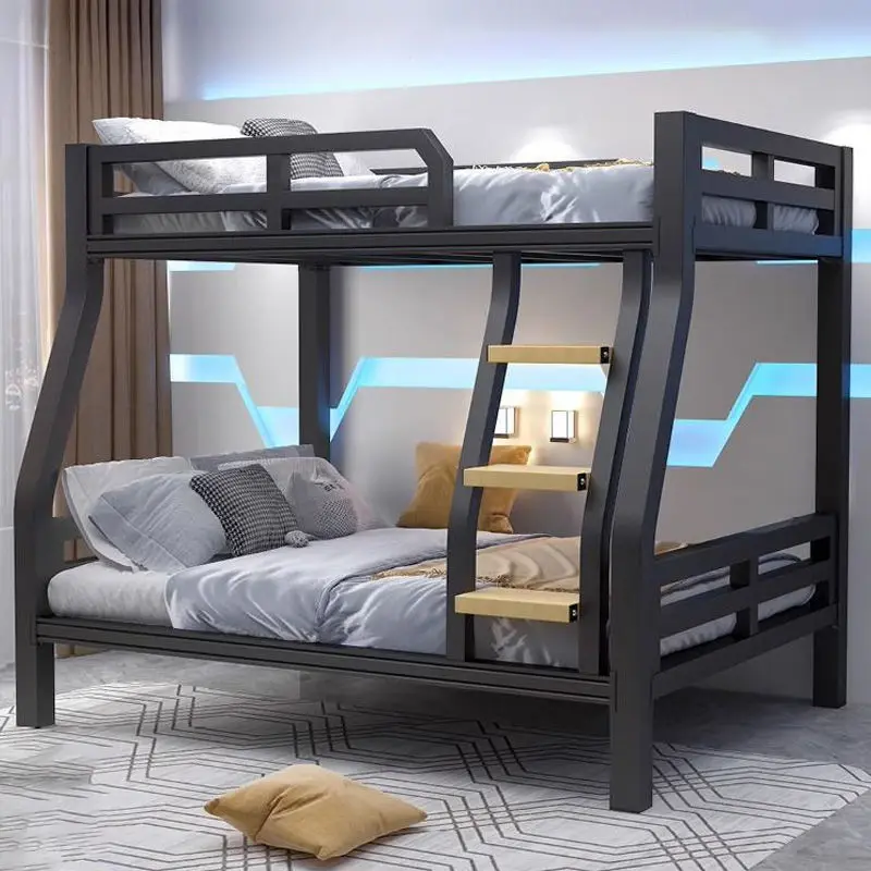 NEW design metal frame Hanging ladder wooden foot pedal loft bed for school apartment bunk bed