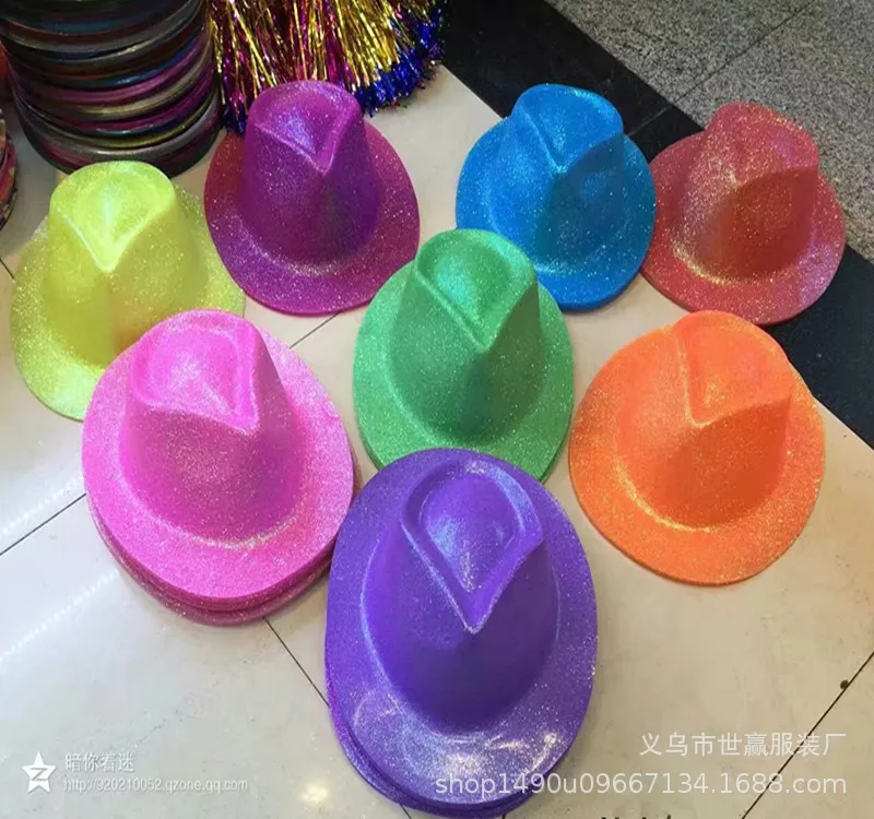 Cheap Novelty Hats Neon Colors Plastic Party Hats Gangster Mafia Style for Neon Party
