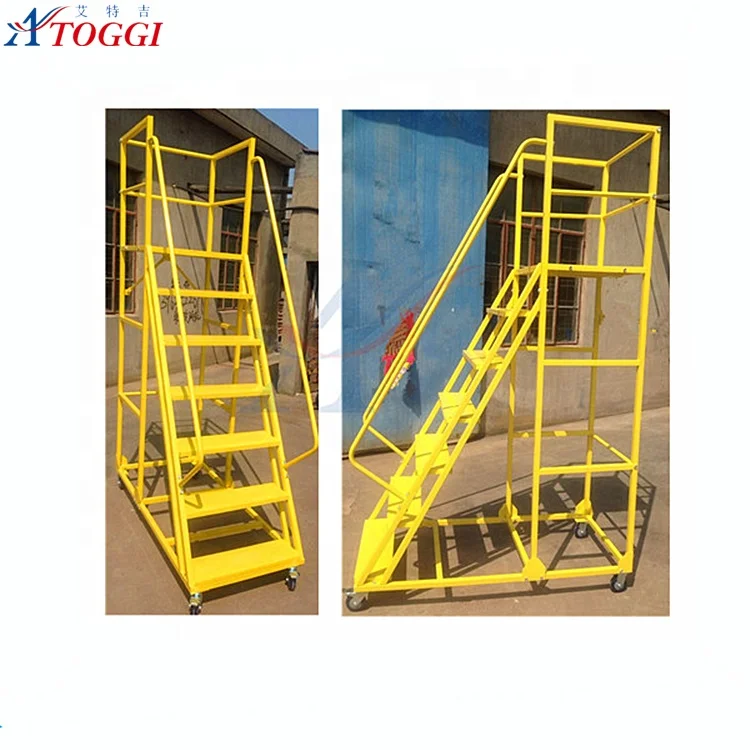 6 steps trolley platform ladder for warehouse supermarket  folding steel step ladder