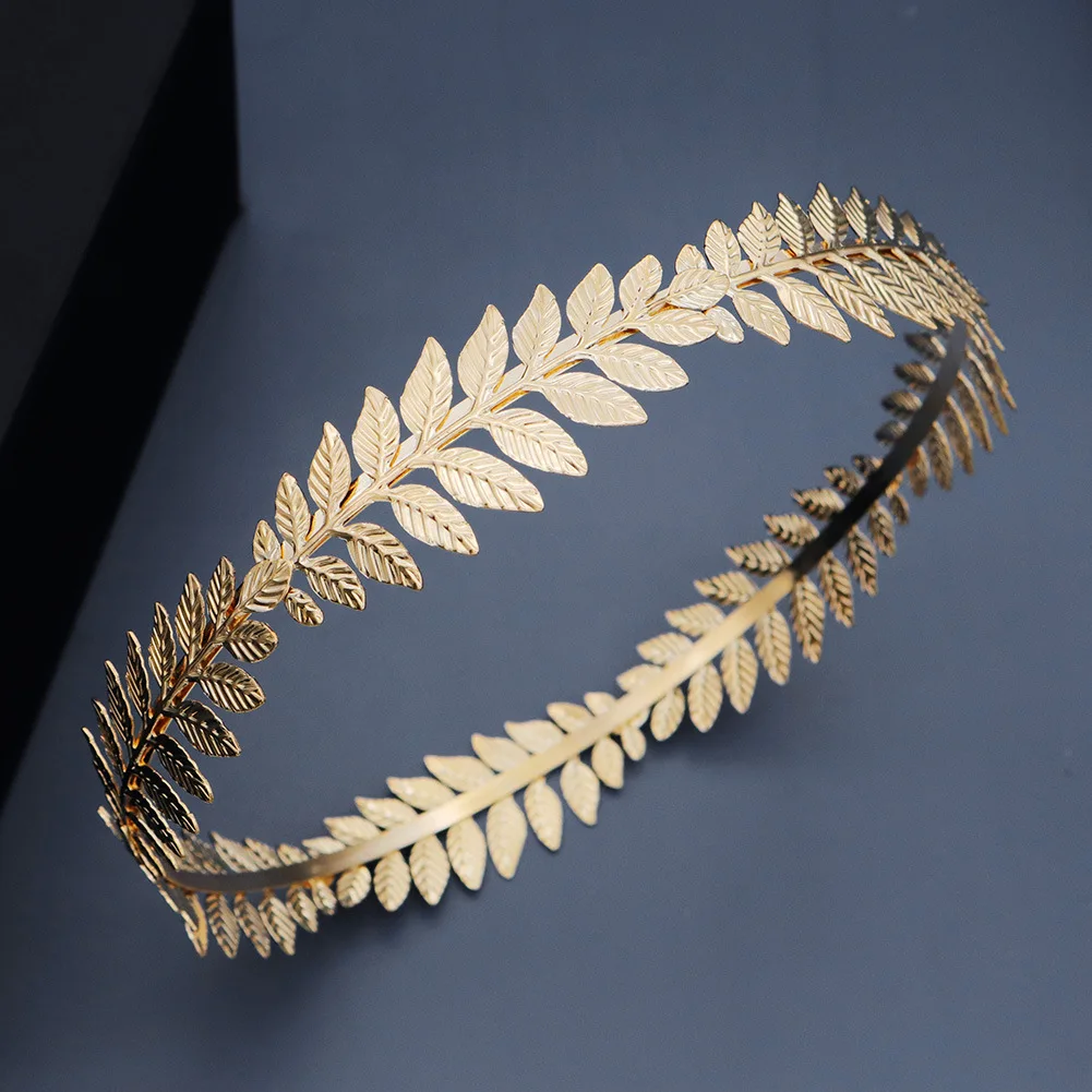 GT Hot Selling Simple Design Leaf Gold Crown Wedding Crown Bride Crown Tiaras Baroque Retro Olive Branch Hair Jewelry