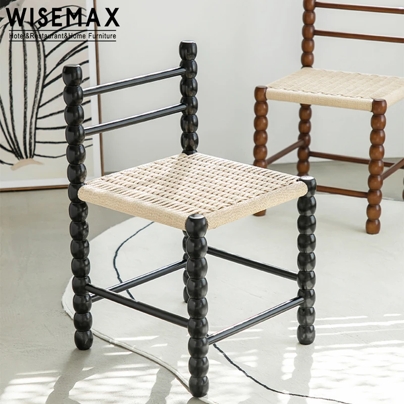 Мебель WISEMAX хорошее качество оптовая продажа обеденный стул из твердой древесины и веревки для ресторана столовой