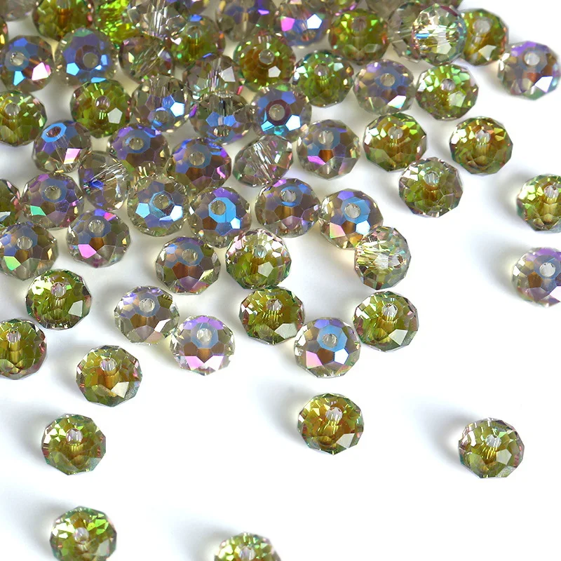 Popular AAA Electroplated Aurora Magic Colored Glass Crystal Beads DIY Jewelry Accessories Cut Flat Loose Bead