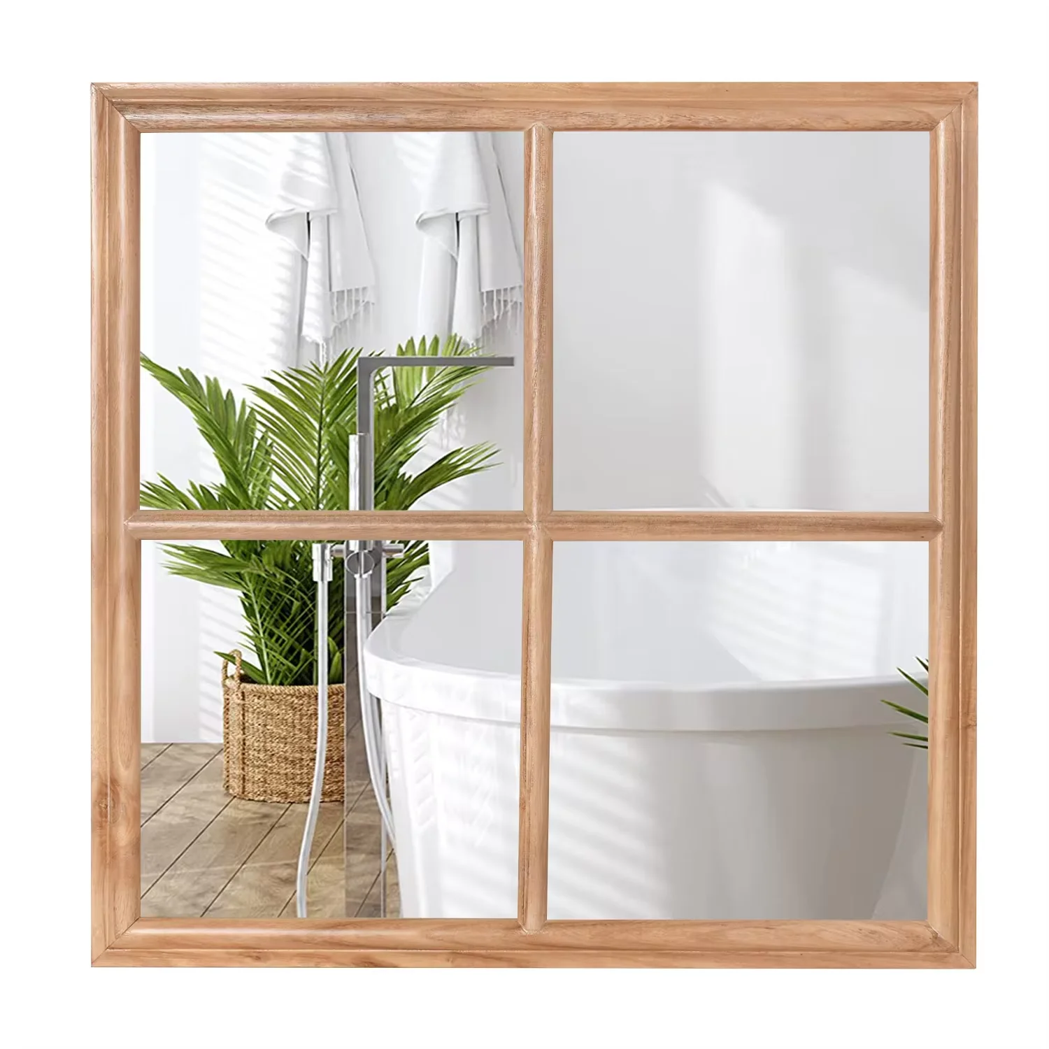 Luxury vintage Window Shaped solid wood framed mirror carved wood mirror