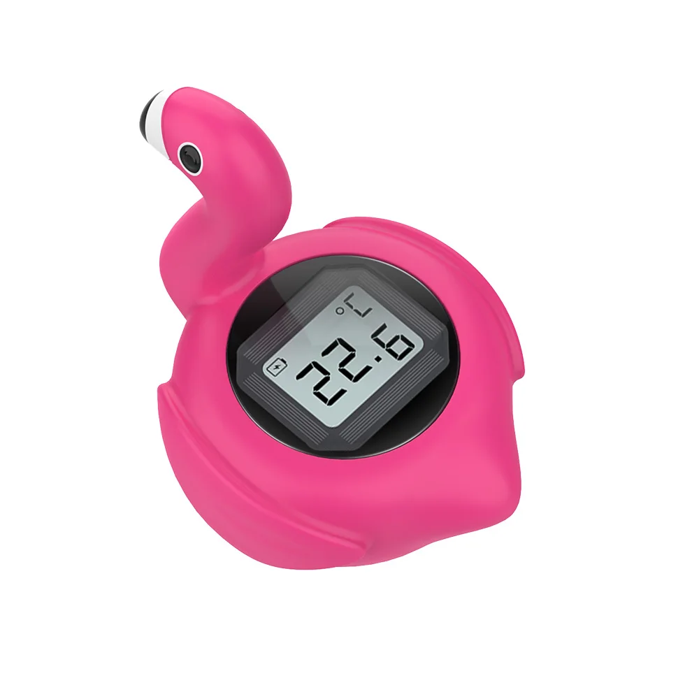 Factory Price Pool Spa Waterproof Digital Flamingo Bath Thermometer Hot tub Solar LED Animal Floating Thermometer