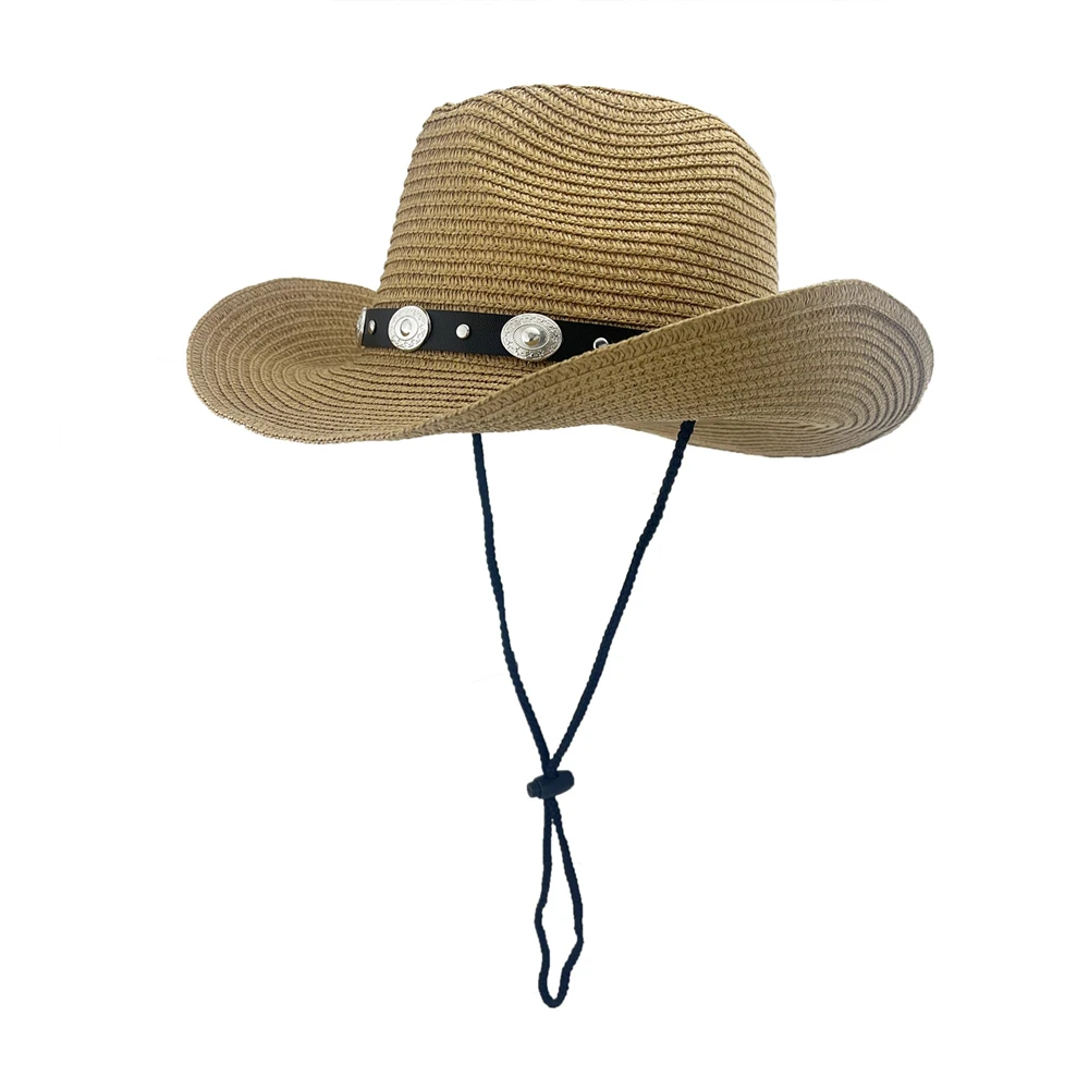 Women Straw Cowboy Hats Sparkly Western Cowgirl Hat For Holiday Foldable Vacation Beach Sun Hat With Wide Brim For Summer