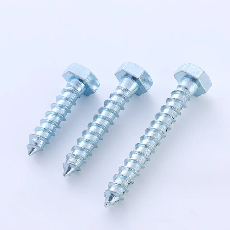 DIN571 Manufacturer Wholesale Oem Durable 15mm-80mm Hex Head Wood Furniture Tapping Screws  Hex Head Coach Wood Screws