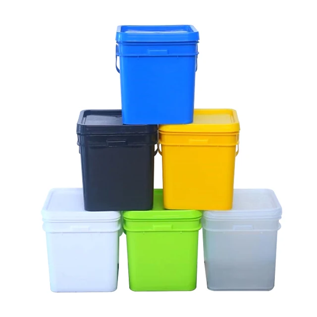 Factory wholesale  5 Gallon Square Buckets with Plastic Grip Custom 20 liter green plastic square bucket