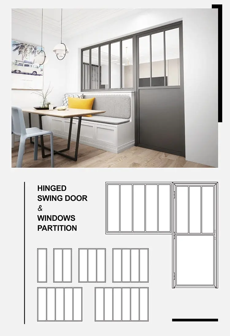 Prefab Homes and Container House Steel Windows and Doors Low Cost from China Black Waterproof Customized Glass Frame Style