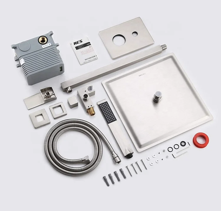 Rainfall Shower Head Rotate Waterfall Bath Spout Mixer Tap Brushed Nickel Concealed Shower Faucet Set