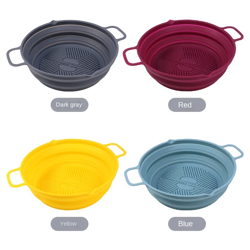 2022 New Arrival Round Air Fryer Silicone Baking Pan Non Stick Silicone Air Fryer Liners Foldable Silicone Air Fryer Liner