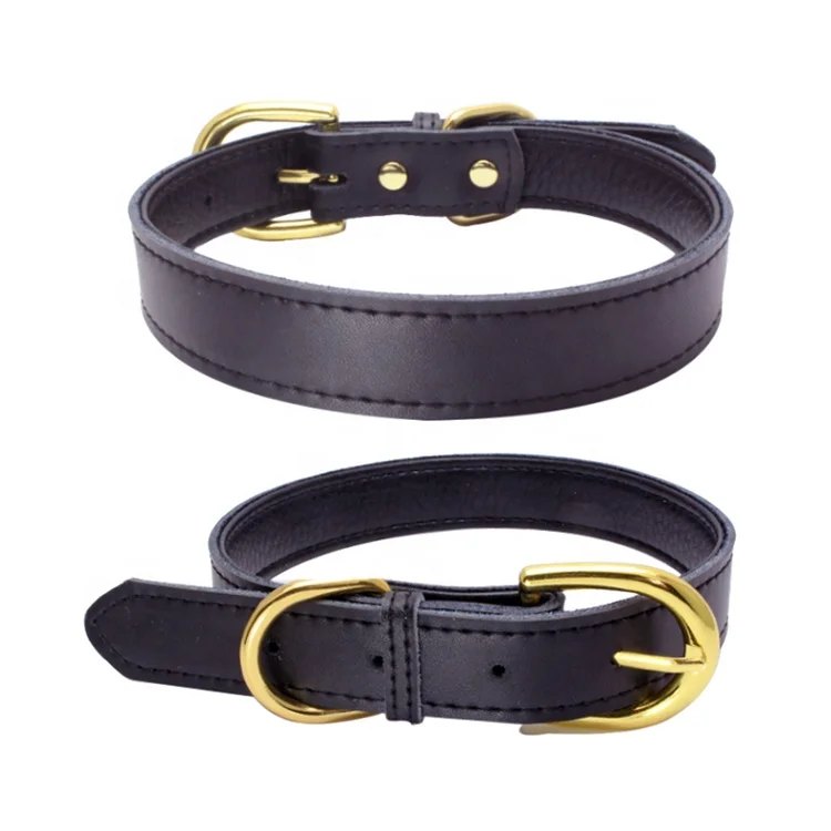 Wholesale Pet Accessories Genuine Luxury Plain Leather Dog Collar