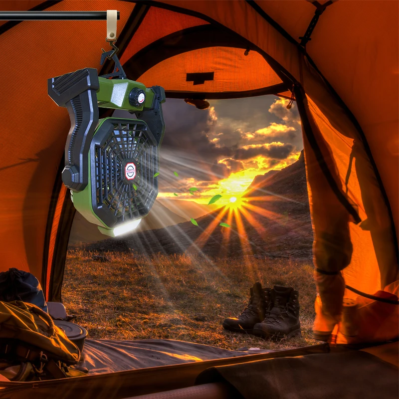 Small Outdoor Desk Usb Rechargeable Portable Multifunctional Camping Fan With Light