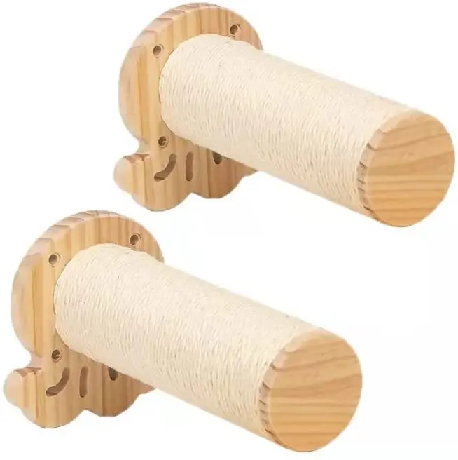 2 PCS Wall Mounted Cat Furniture Cat Wall Steps with Sisal Floating Scratching Post Shelves for Cat Perch Ladder Furniture