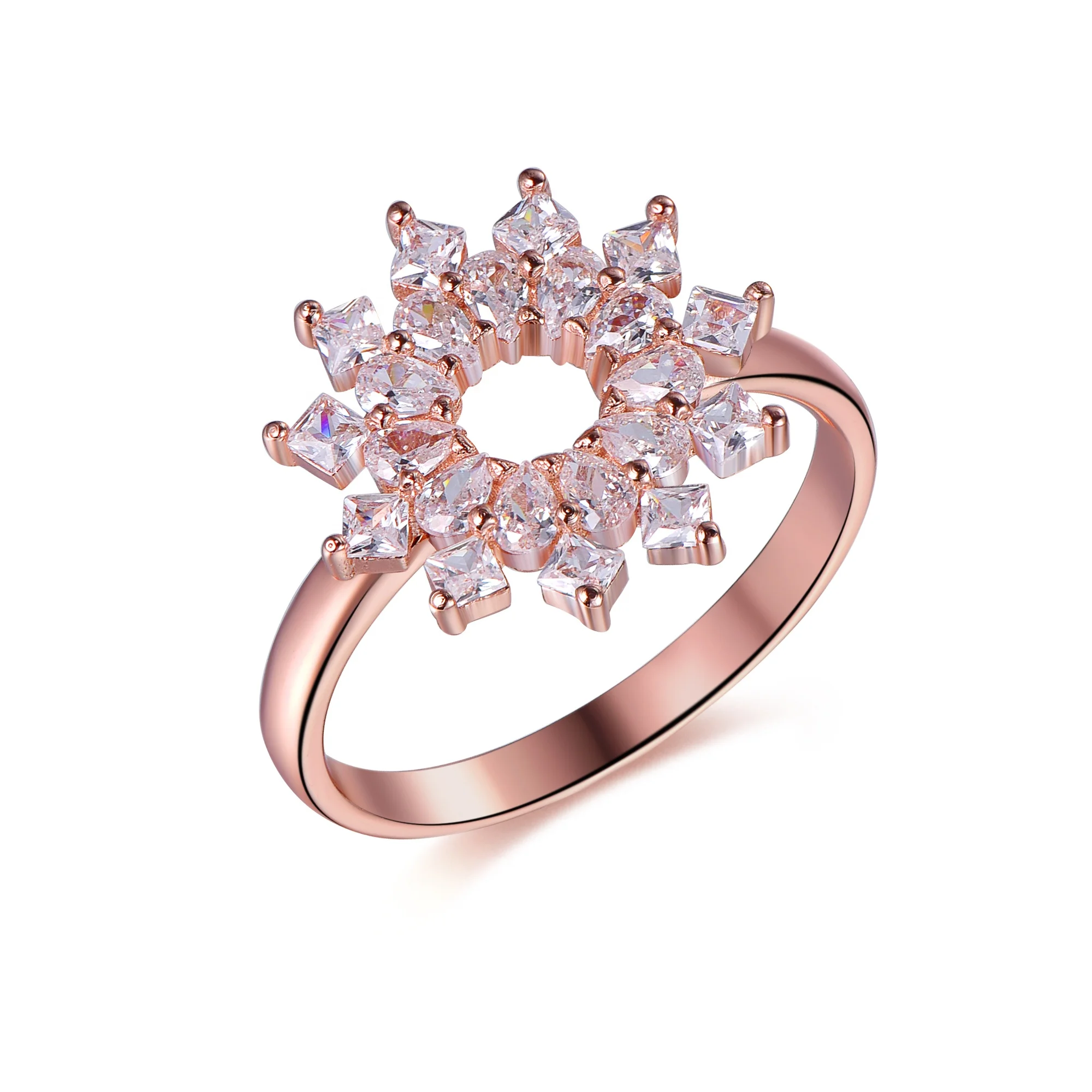zircon ring rose gold bands woman jewelry sterling silver rose gold plated rings rose gold silver rings