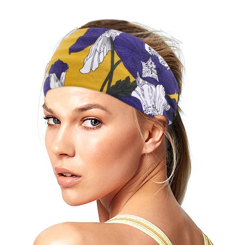 Hot Sale Floral Turban Hair Accessories Headwear Yoga Run Bandage Hair Bands Headbands Wide Headwrap