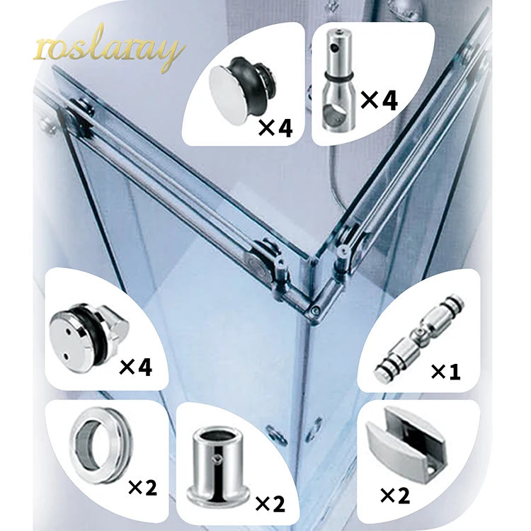 Bathroom Frameless Glass Roller Hardware Sliding Barn Door Fittings Shower System 8-12mm Set Mirror Appearance SUS304 316 Screen