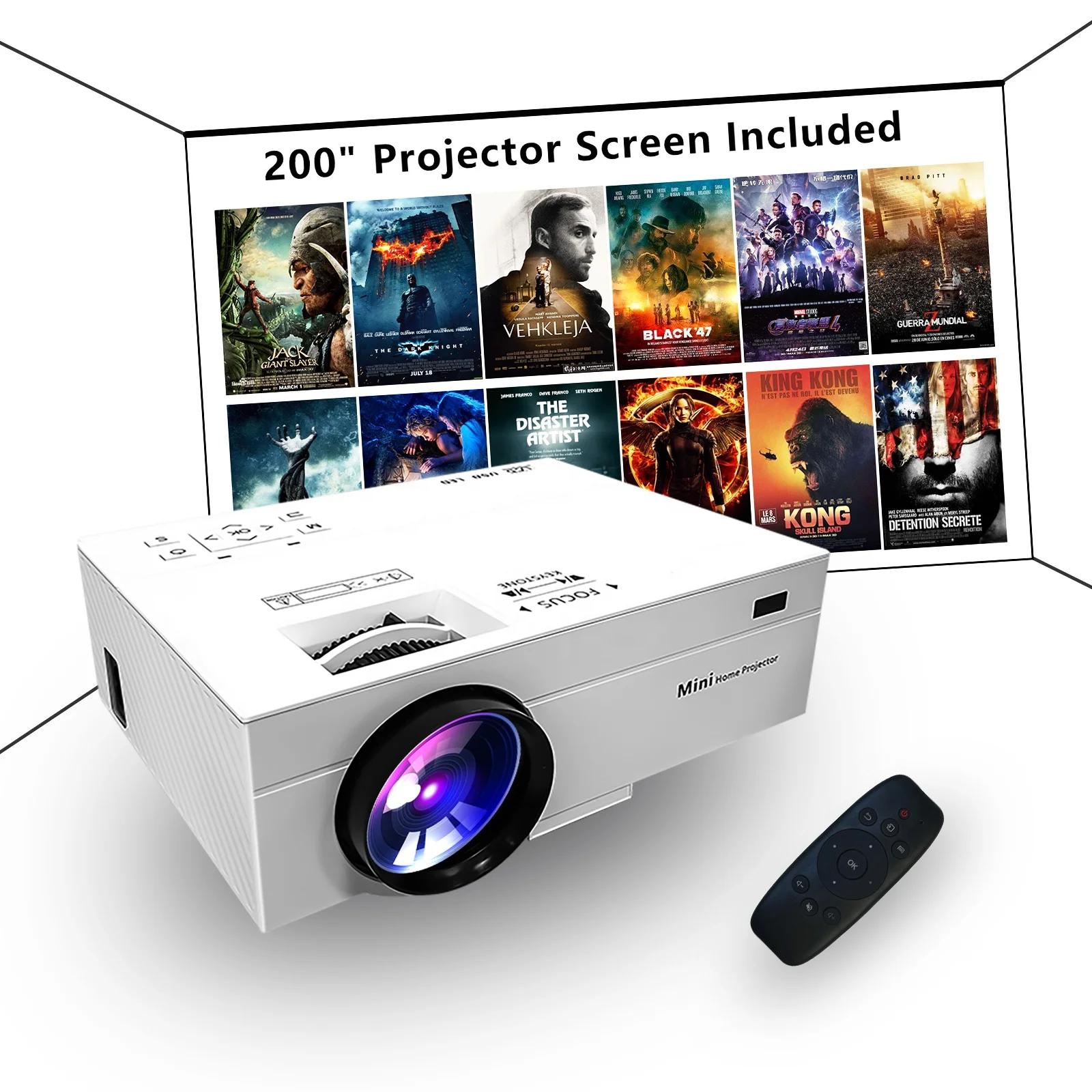 4K 1080P HD Projector WiFi 3D LED Mini Video Theatre Home Cinema Full HD  Android