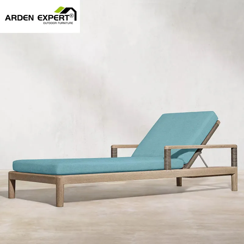 
Coastal Wooden Sun Lounger PE Rattan Bali Island Teak Sunbed Solid Wood Daybed Hotel Contract Furniture Chaise Aluminum Day Bed 