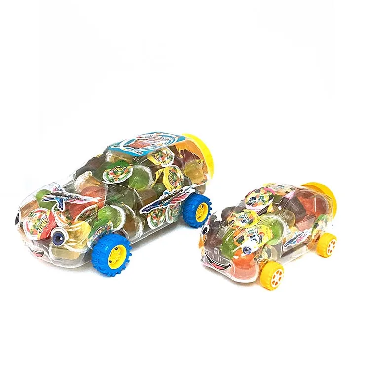Cartoon Car Shape Assorted Fruit Flavor Jelly Pudding Candy In Car Jar