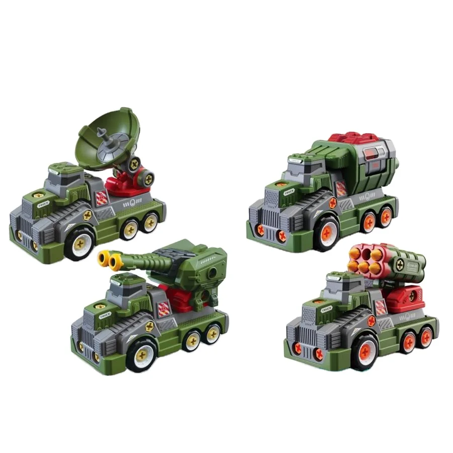 Electric Motorized Military Truck Radar Vehicle Katyusha Rocket Launcher Toy for Kids DIY Assemble Cars Set for Kids