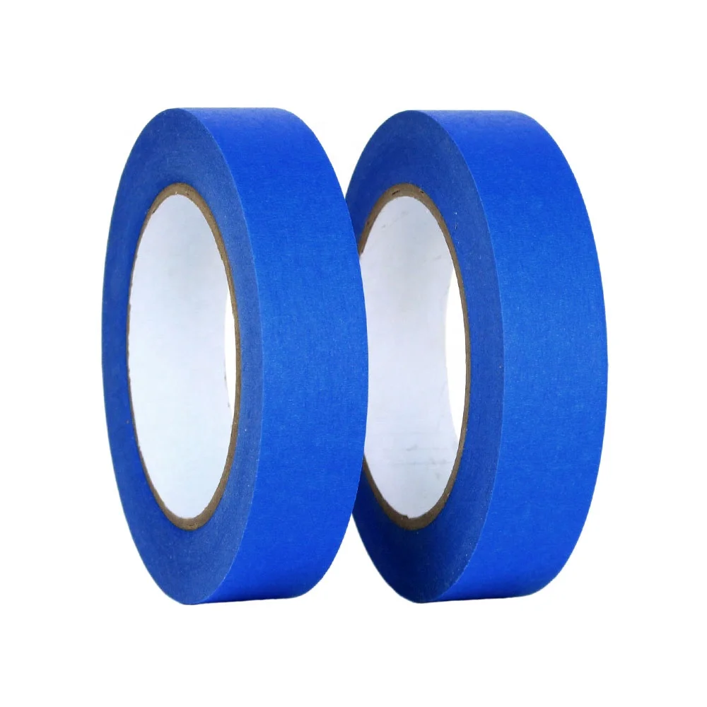 1- Blue Color Recyclable Heat UV Resistant Automotive Auto Car Spraying Painting Masking Crepe Washi Paper Self Adhesive Tape