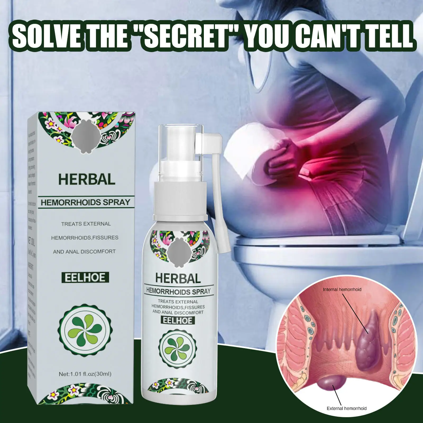 Hot Herbal Hot selling Natural Hemorrhoids Spray Powerful Hemorrhoids Treatment Agent Relieve Anal Pain Hemorrhoids Spray