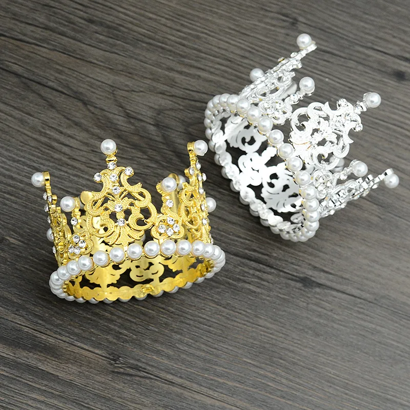Серебряное золото розовое черный торт Корона счастливый день рождения аксессуары королевская королева девушки свадебный горный хрусталь жемчужный сплав