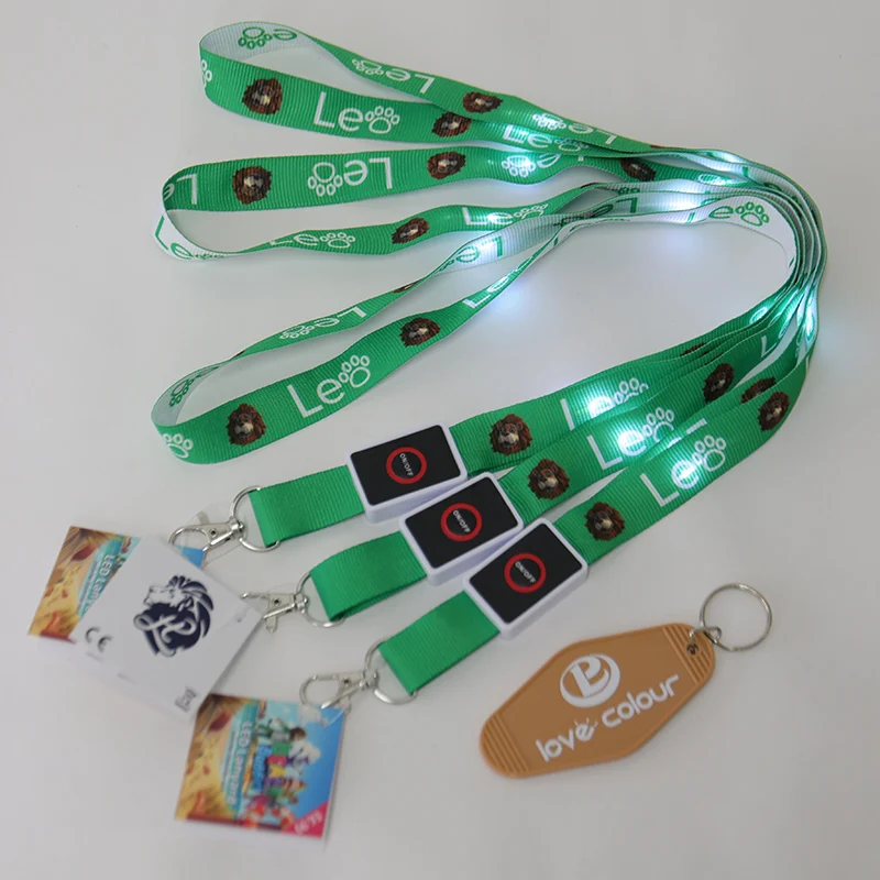 green light-up custom promotional festival led lanyard for events