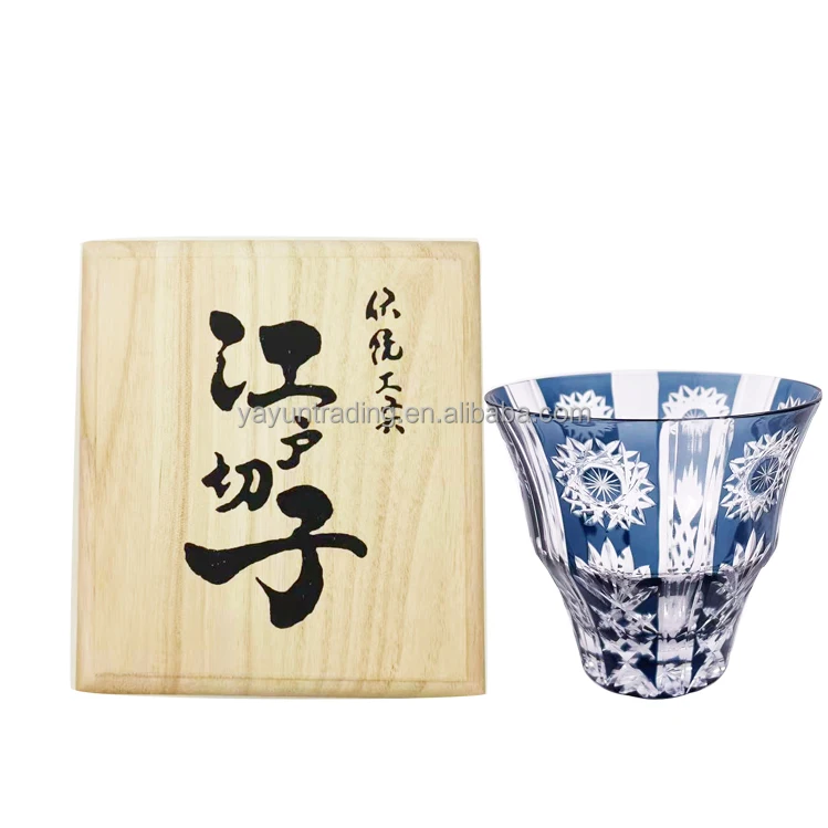 Flat Bottom Bohemia Style Drinking Glasses Blue Red Cut to Clear Crystal Drinking Glasses