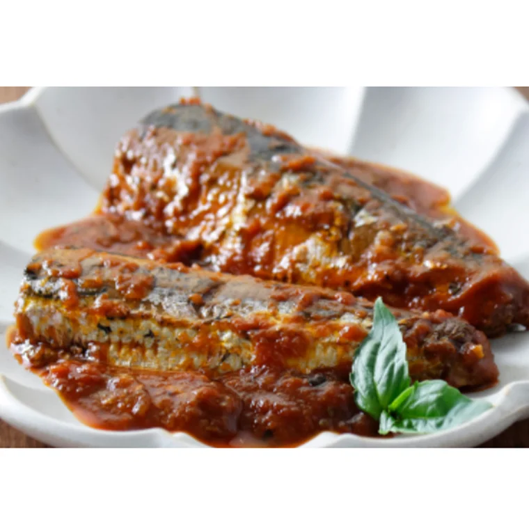 High quality sea food side dish sardine with herb-scented basil oil