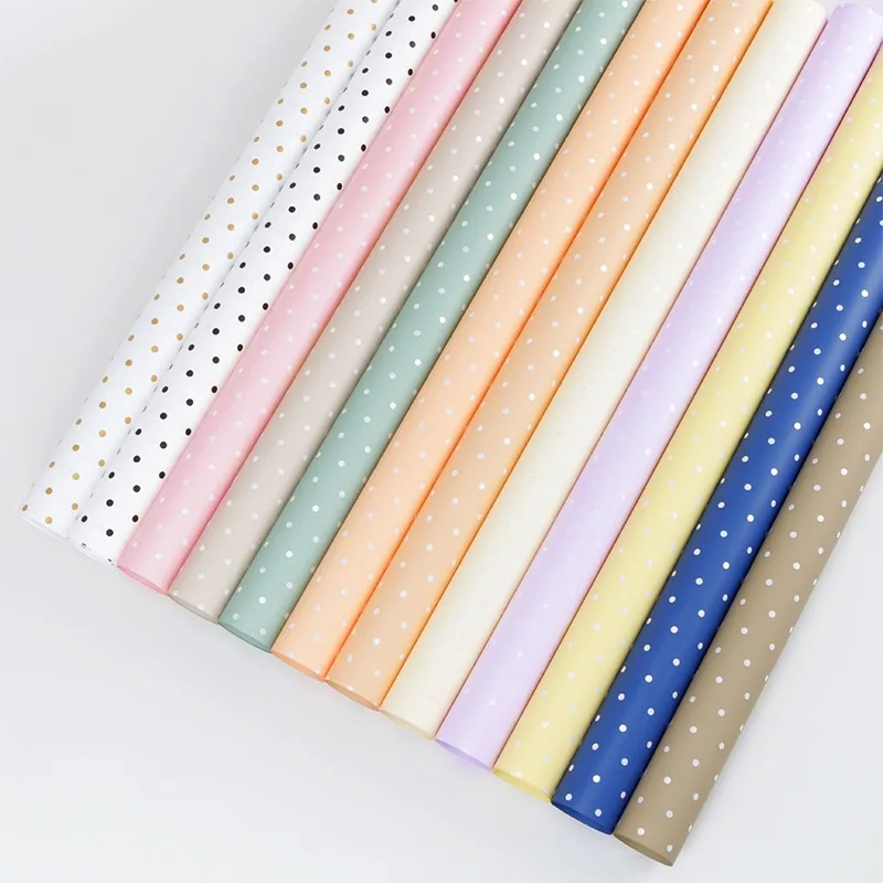 Waterproof polka dot regalo floral packaging tissue roll fresh flowers wrapping paper for bouquet