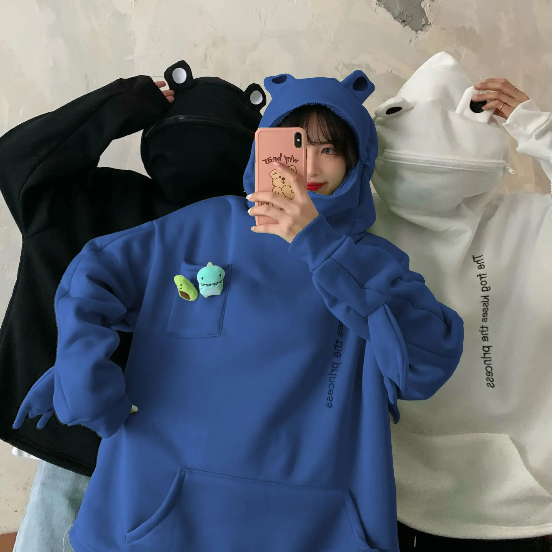 Hip Hop Hoodies Zipper Women Hoodie Frog Pullover Winter Sweatshirts Hooded