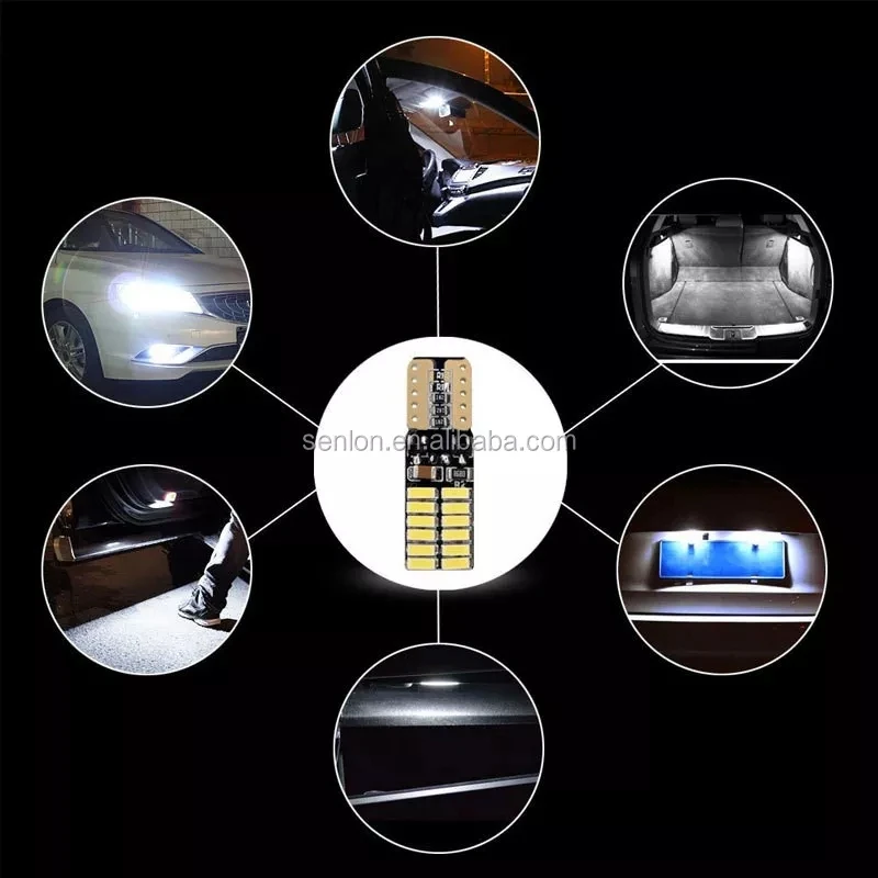 W5W Canbus Led 194 168 T10 3030 24Smd 4014 Dc12V Interior Light Car License Plate Lights T10 Led Bulb Canbus Park Light