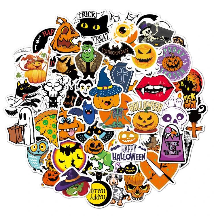 Wholesale Suitcase Notebook Window Decoration Custom Vinyl Sticker Waterproof Horror Self Adhesive Halloween Sticker