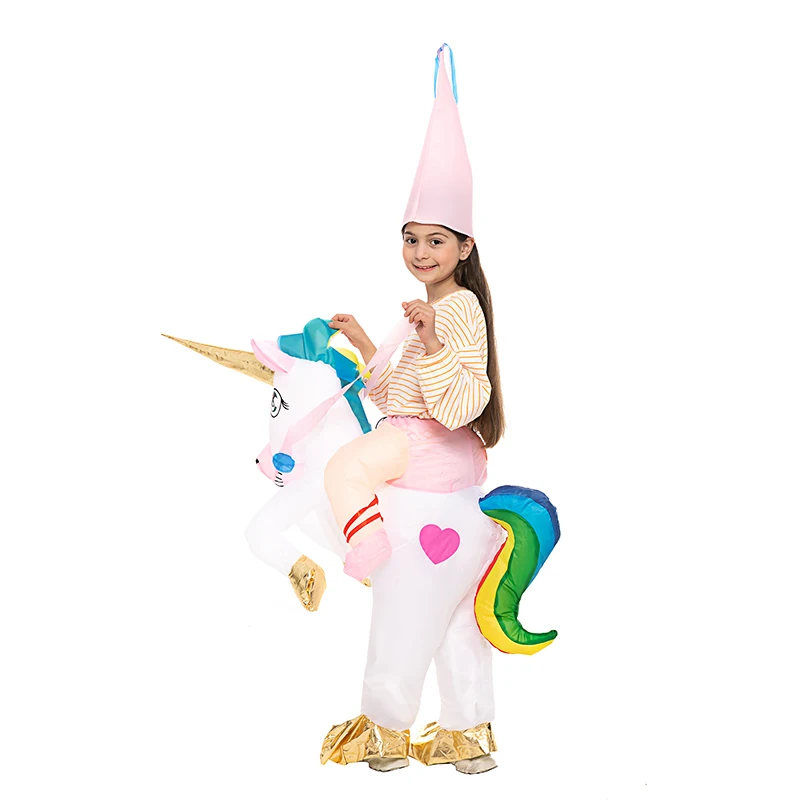 Hot Selling Children Cosplay Inflatable Costume Blow Up Inflatable Kids Rainbow Unicorn Costume