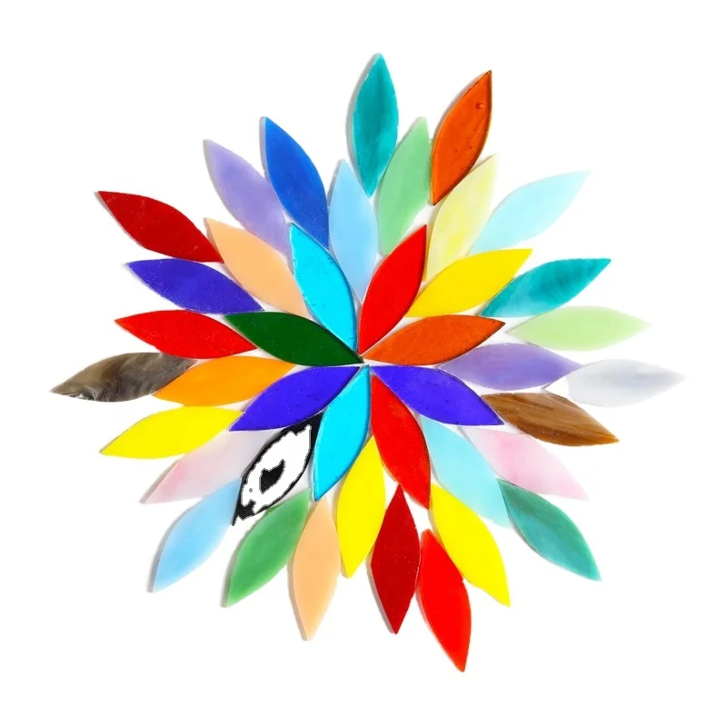 200g/ Box Stained glass petal and oval glass leave for DIY Art Craft Hobby, Material Supplier, Mini Loose Tiffany Glass Pieces