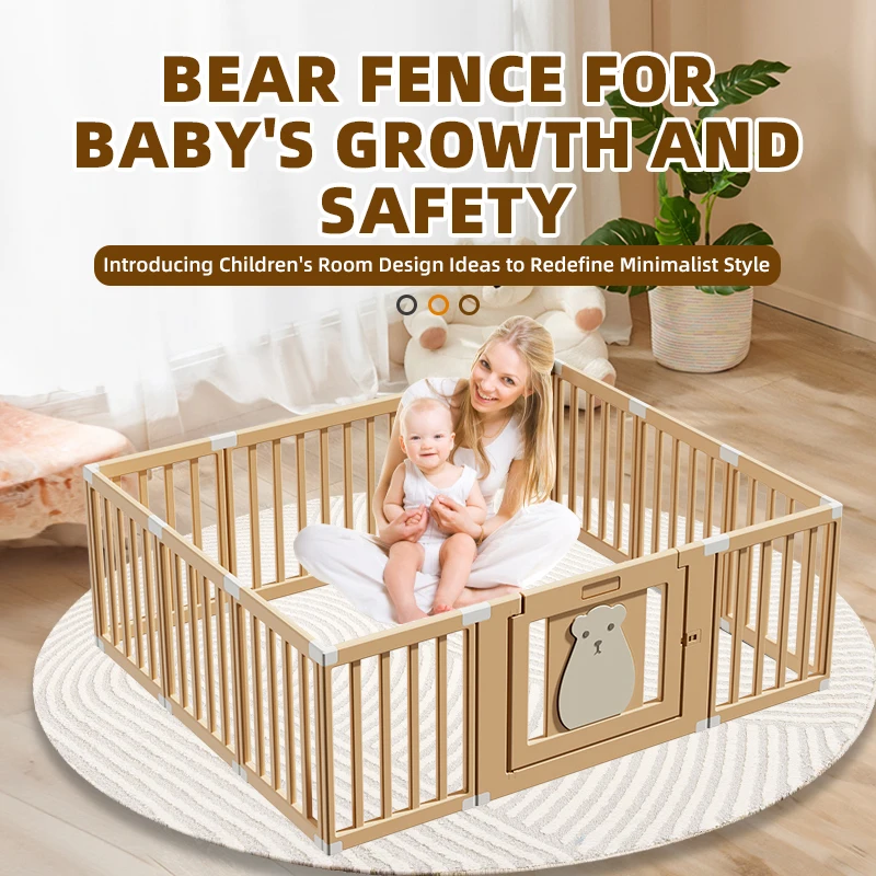 boombuy Plastic Baby Playpen Big Size Foldable indoor Playpen Easy To Carry home Fence For Babies And Kids