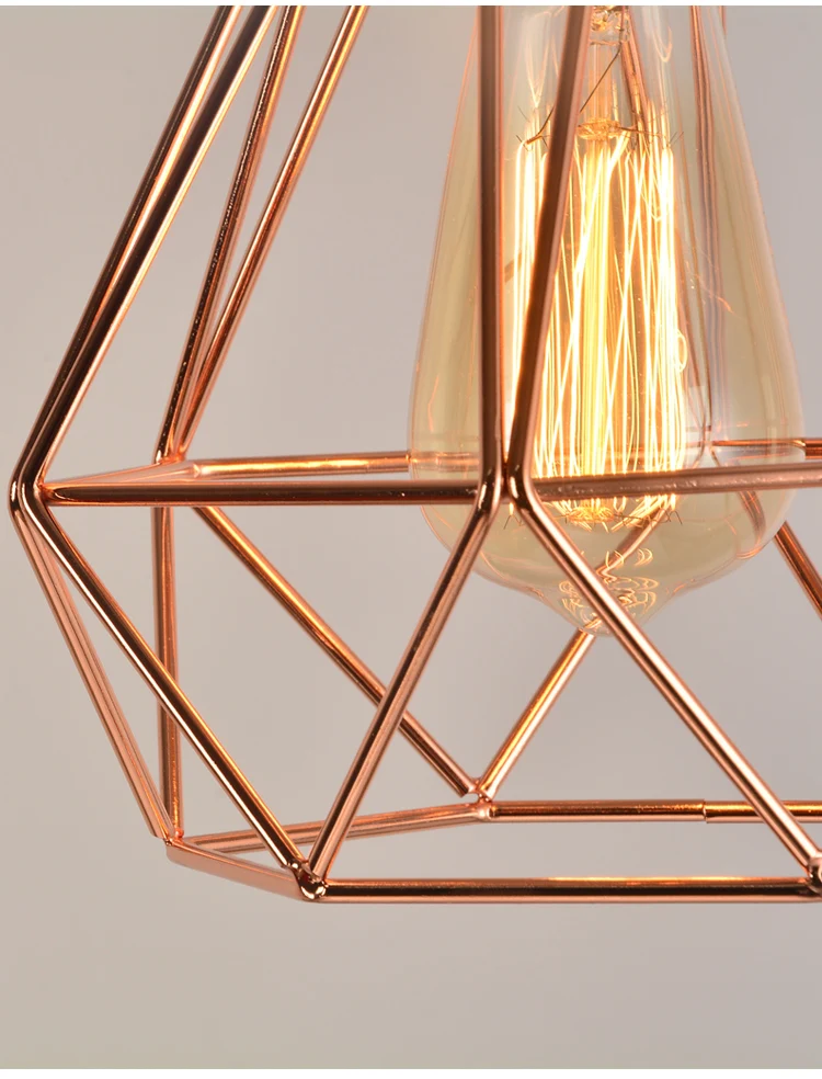 2021 Modern Metal Cage Pendant Lamp Vintage Plating Rose Gold Birdcage Creative Hanging Lamp For Restaurant Living Room