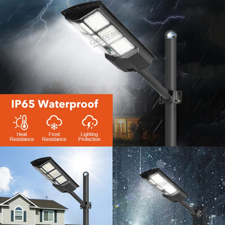 100W ABS solar street light with pole motion sensor remote control for home garden