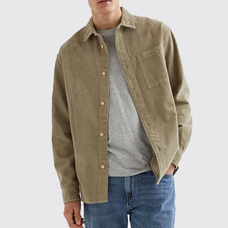 Customize High Quality 100% Cotton Vintage Work Corduroy Shirt for Men