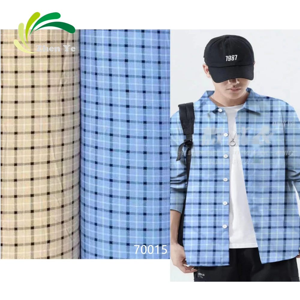 Wholesale Stock 40S Small Check Grid Printed Rayon Spun Rayon Fabric For Garment