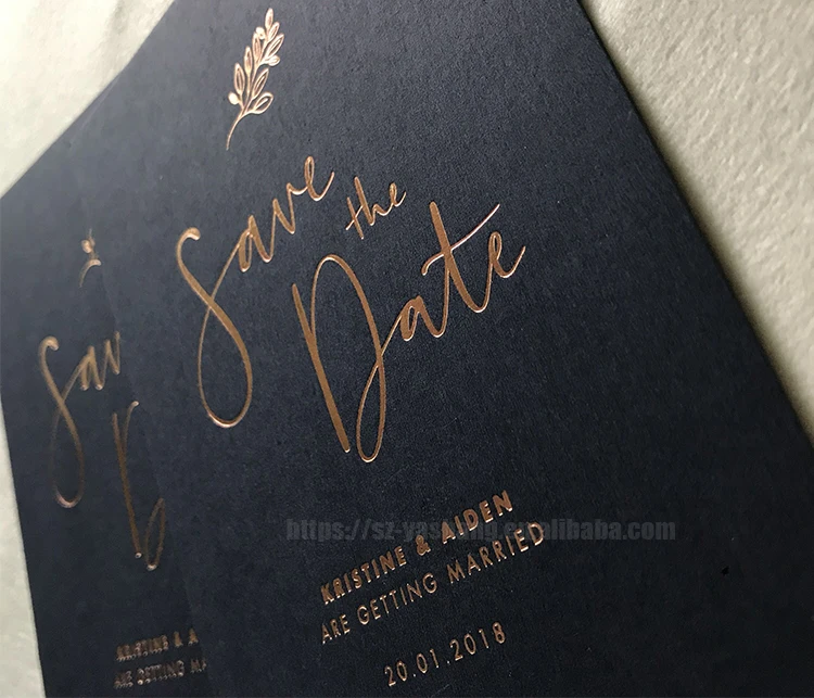 Save the date blue wedding cards rose stamping personalization word happy marriage card