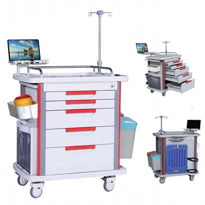 Qingdao Abs emergency trolley hospital medication cart for sale