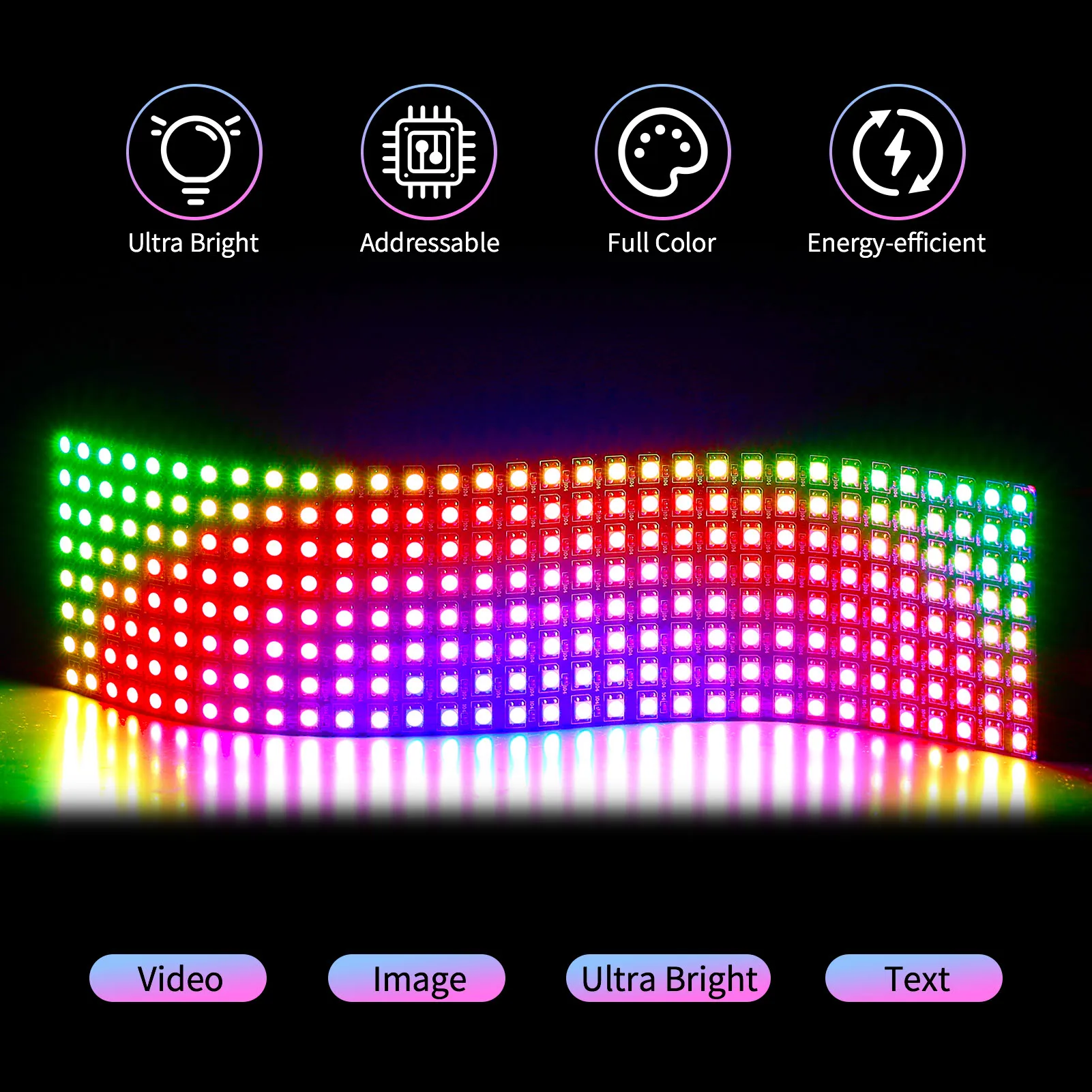 Full Color RGB Flexible Programmable LED Matrix Panel 8x32 256 Pixels Display Works with Raspberry pi or
