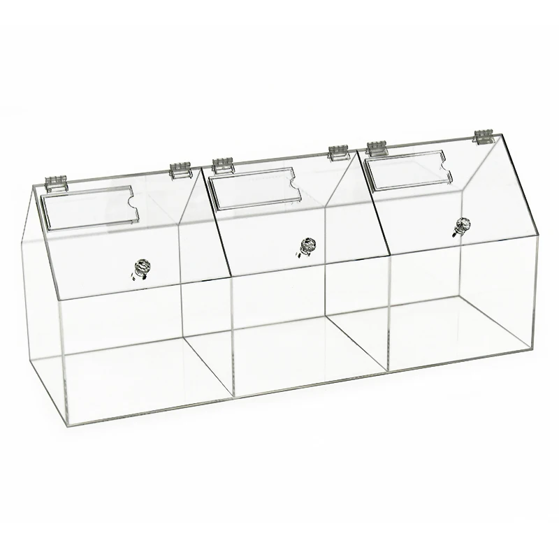 Hotselling transparent plastic storage case food container candy nuts dry foods display boxes organizers with 3 squares