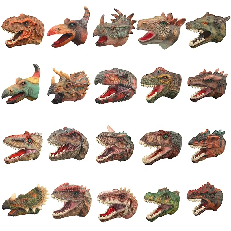 Hot Selling Soft Rubber Realistic Dinosaur Hand Puppet Kids Role Playing Toys Hand Puppets Set Product For Kids And Adult