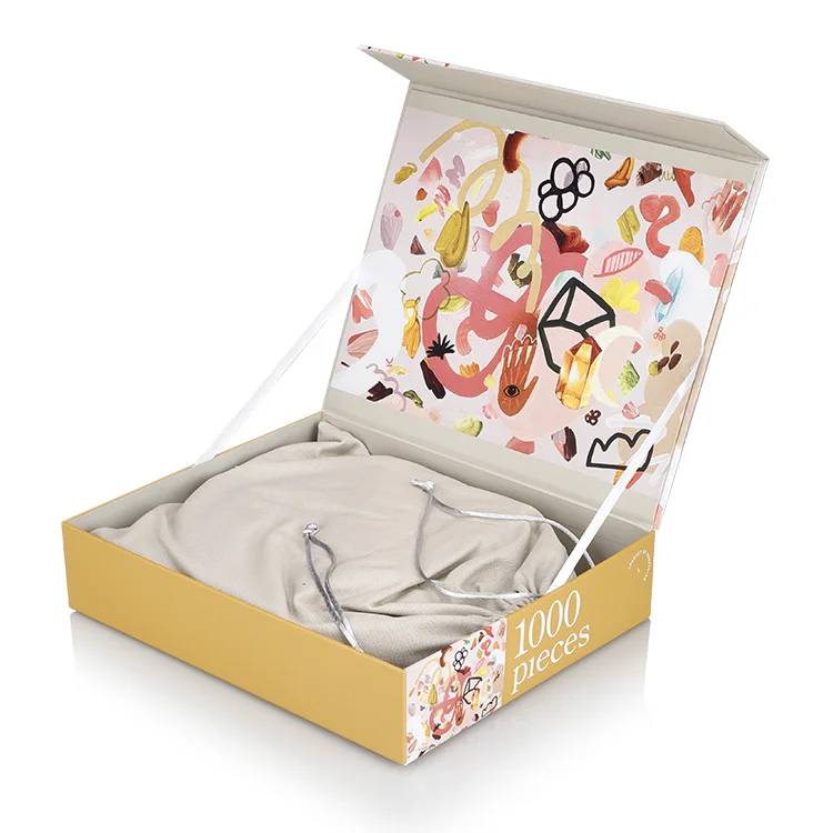 Factory Custom Cardboard Gift Luxury Adult Game 1000 Pieces Jigsaw Puzzle In Book Shape Box