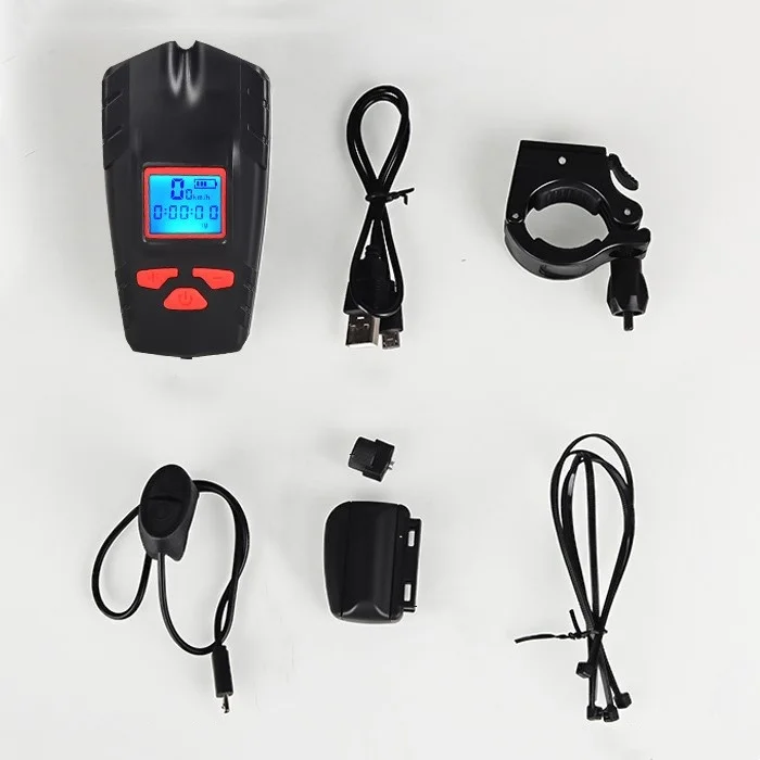 LED Bicycle Headlight With Speedometer Odometer And 120dB Horn 4 Light Modes USB Rechargeable Waterproof Bike Light