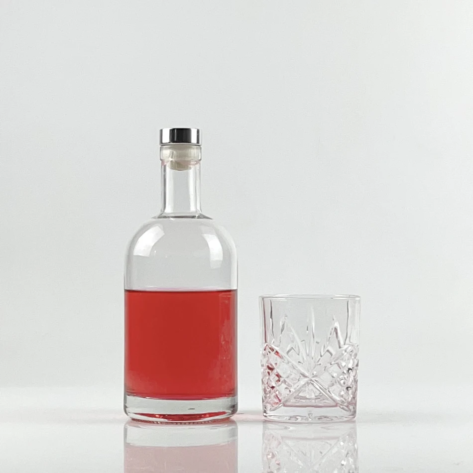 750ml 500ml round shoulder buy glass liquor bottles for vodka whiskey tequila wine package